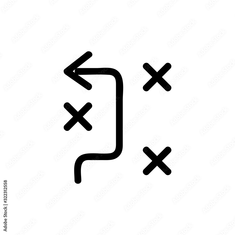 Route icon vector. Thin line sign. Isolated contour symbol illustration Route icon vector. Thin line sign. Isolated contour symbol illustration