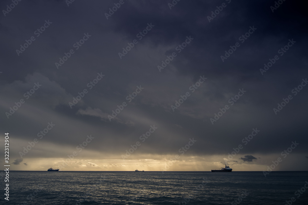 dark sky supply ships sunset