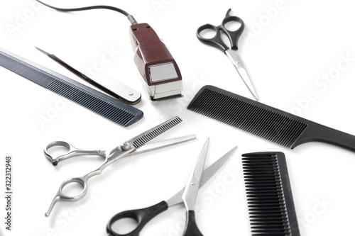 Hair clipper and comb and scissors