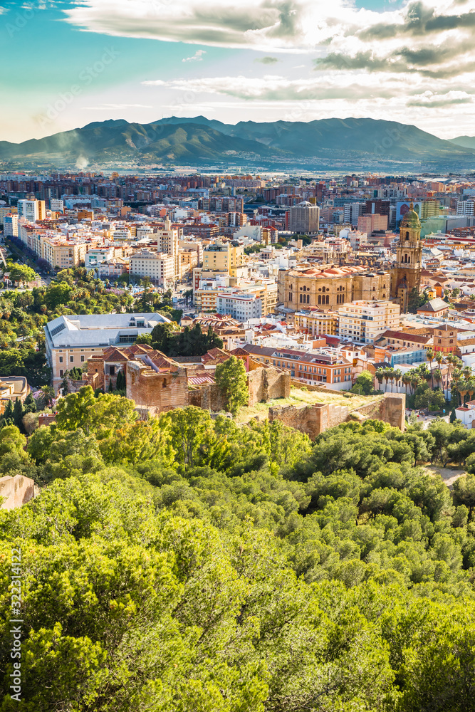 Fototapeta premium Malaga From Gibralfaro Viewpoint - Andalusia,Spain
