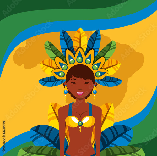 brazilian garota dancing carnival character