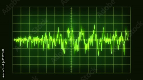 Audio Waveform Displayed on a Glowing Retro CRT Oscilloscope