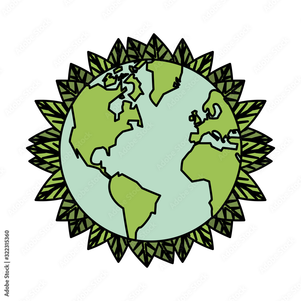 world planet earth with leafs plant world planet earth with leafs plant