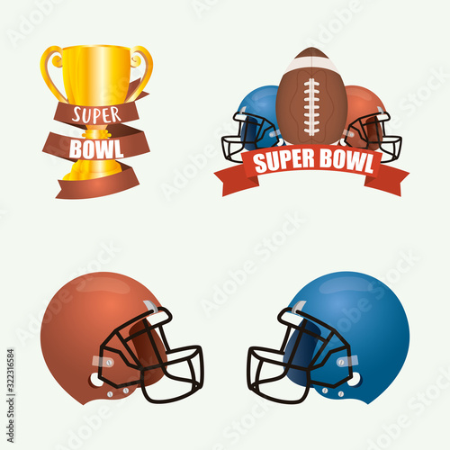 superbowl sport poster with set equipment icons