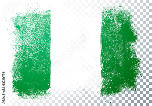 Vector Illustration Isolated Distressed Nigeria Flag. Grunge Texture Style Background.