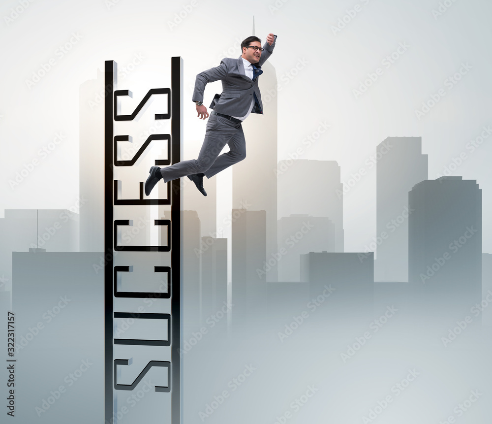 Businessman slipping from the top of ladder Businessman slipping from the top of ladder