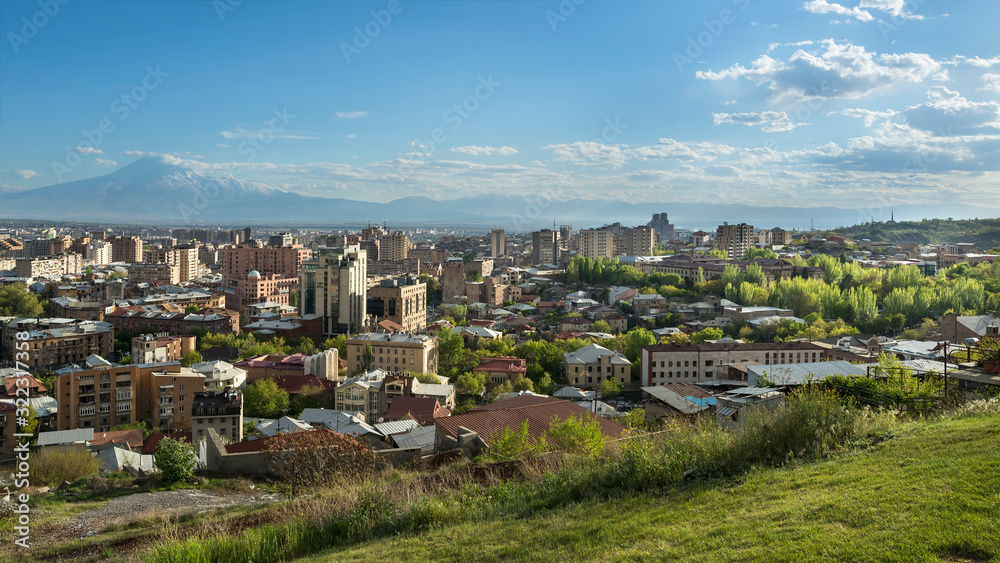 View of a part of Yerevan, capital city of Armenia, with Ararat mountain in background