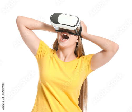 Young woman with VR glasses...