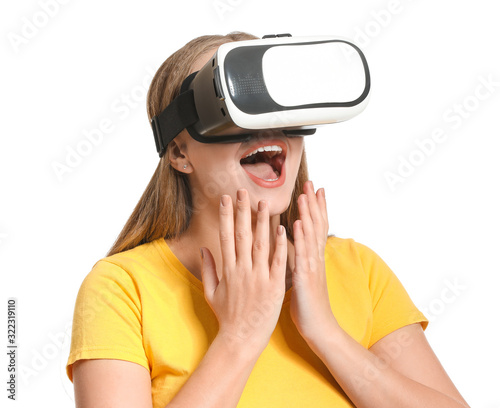 Young woman with VR glasses...