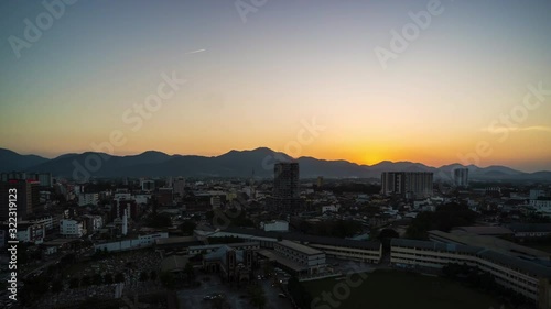 Time Lapse Of Ipoh Town From High Building From Day To Night.4K