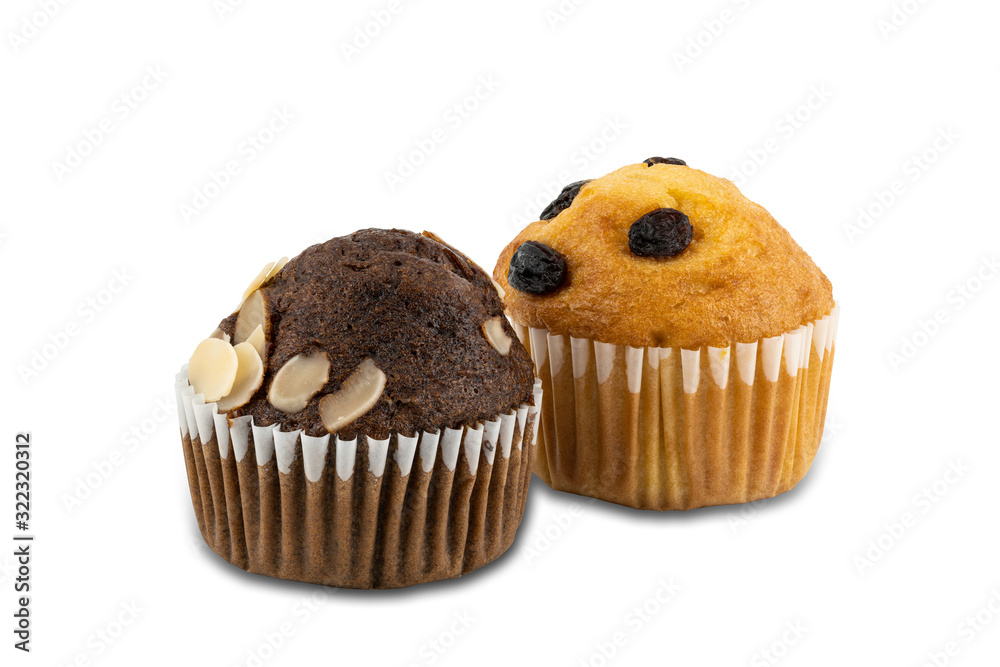 Freshly baked muffins isolated on white background with clipping path. Freshly baked muffins isolated on white background with clipping path.