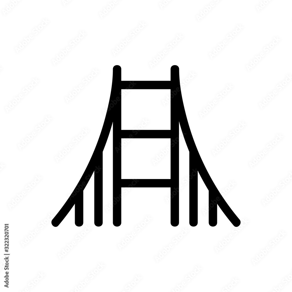 Bridge icon vector. Thin line sign. Isolated contour symbol illustration