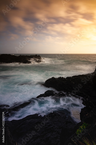 sunset on coast of Azores Island, Portugal