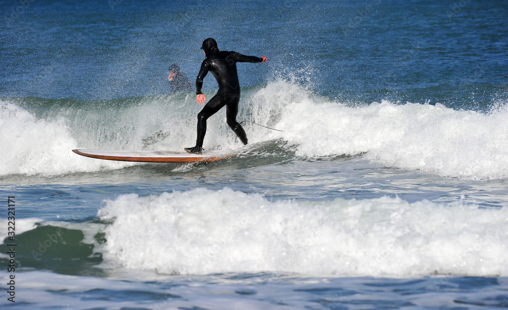 Koreans Enjoy Surfing on Feb. 9, 2020 at the Yonghan-ri Beach in Heunghae-eup, Pohansi, South Korea. Koreans Enjoy Surfing on Feb. 9, 2020 at the Yonghan-ri Beach in Heunghae-eup, Pohansi, South Korea.