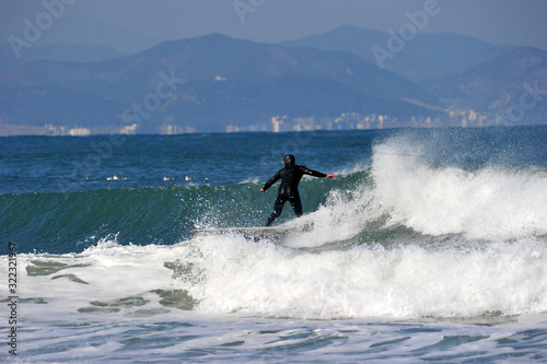Koreans Enjoy Surfing on Feb. 9, 2020 at the Yonghan-ri Beach in Heunghae-eup, Pohansi, South Korea.