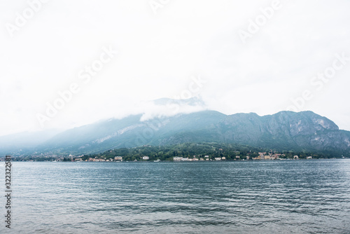 View above big beautiful lake, Como lake, Italy.