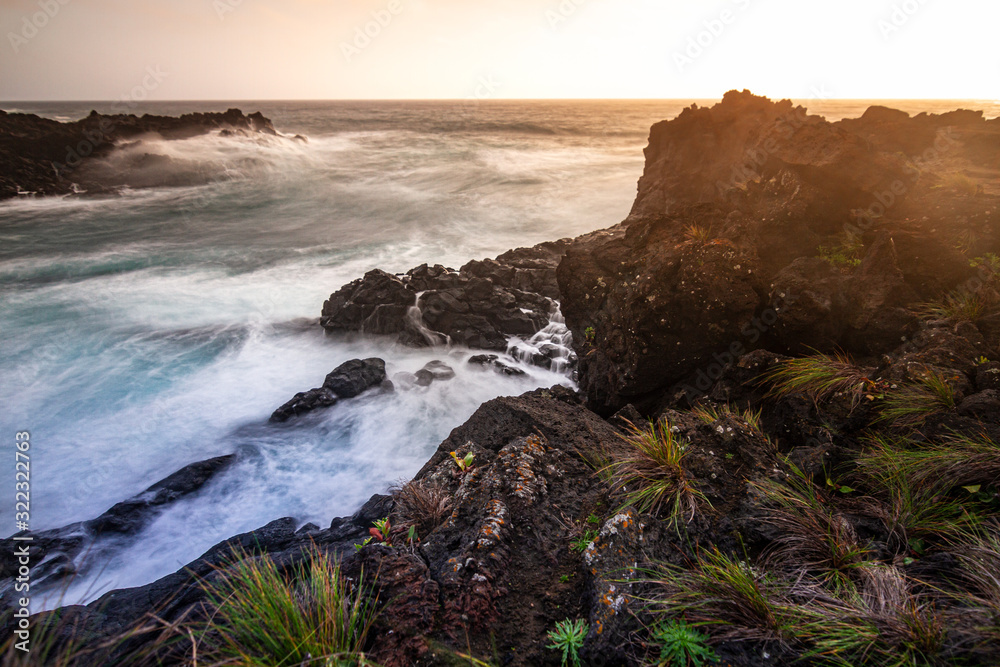 Azores Island | rocks in ocean, sunset