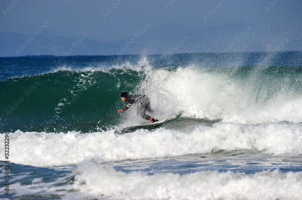 Koreans Enjoy Surfing on Feb. 9, 2020 at the Yonghan-ri Beach in Heunghae-eup, Pohansi, South Korea.