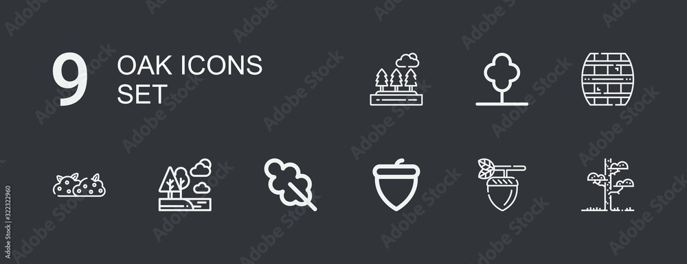 Editable 9 oak icons for web and mobile Editable 9 oak icons for web and mobile