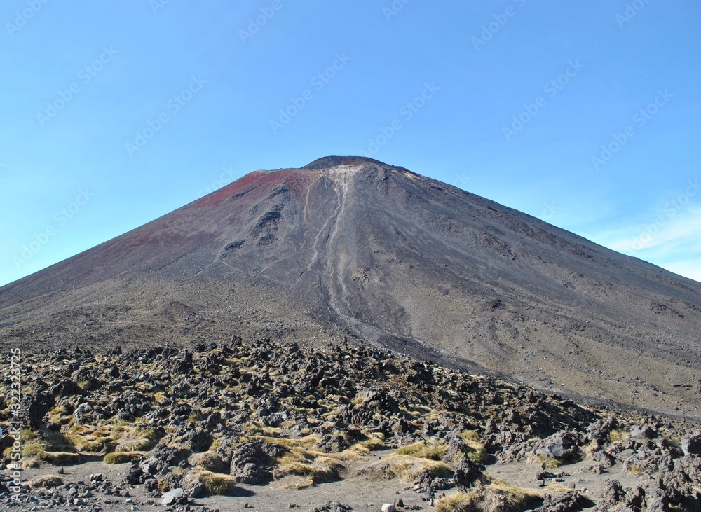 Vulcano with crater on the Tongariro Alpine Crossing Trail, known from Lord of the rings