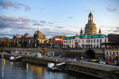 Evening view to cityscape of Dresden, Saxony, Germany. November 2019 © vlamus