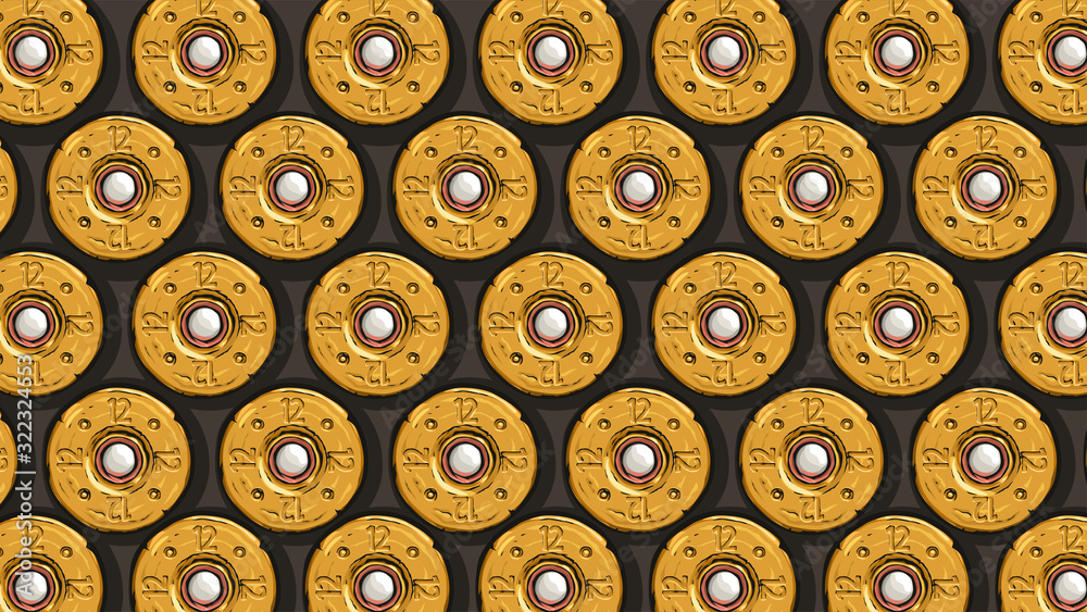 Fototapeta premium yellow shotgun shells back view