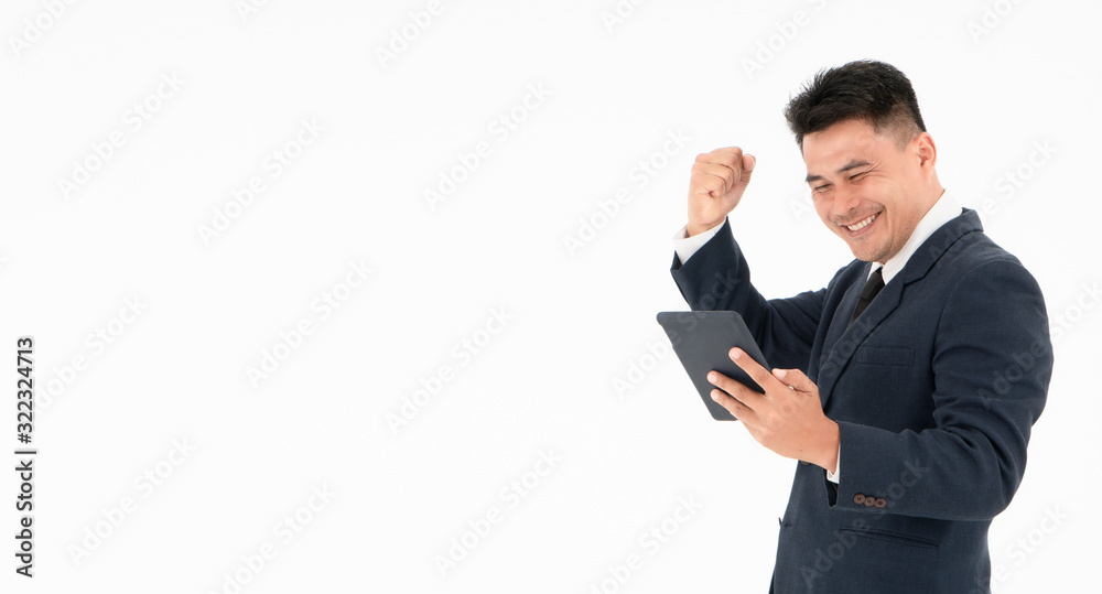 Business man isolated presenting on a white background Business man isolated presenting on a white background