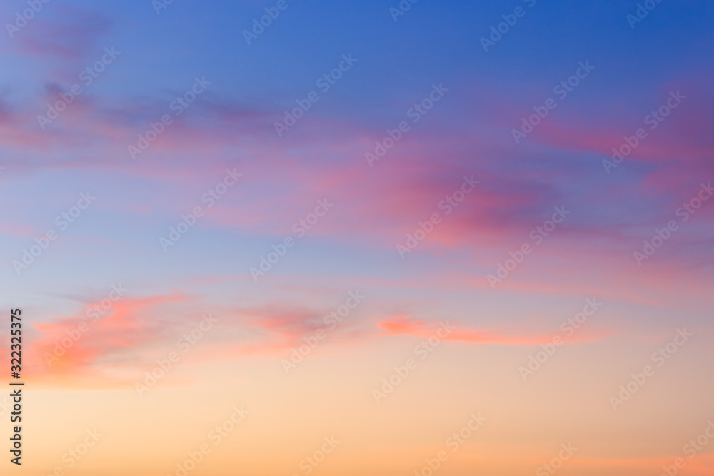 sky with clouds in the evening ,majestic peaceful sunlight nature background