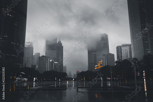 city in a cloudy day photo