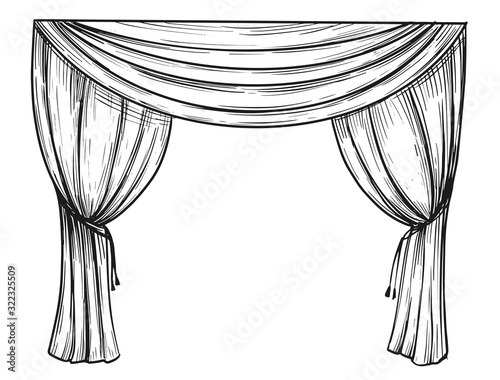 Сurtain illustration. Hand drawn sketch converted to vector. Isolated