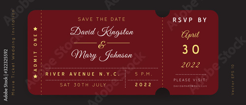 Movie Wedding Ticket Vector