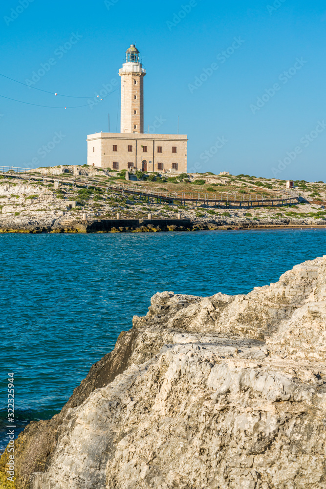 Saint Eufemia Lighthouse in Vieste, Foggia Province, Puglia (Apulia), Italy.
