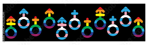 A web orr print banner featuring human gender and sexuality symbols