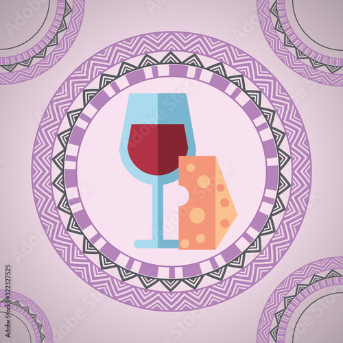 wine cup drink with cheese portion