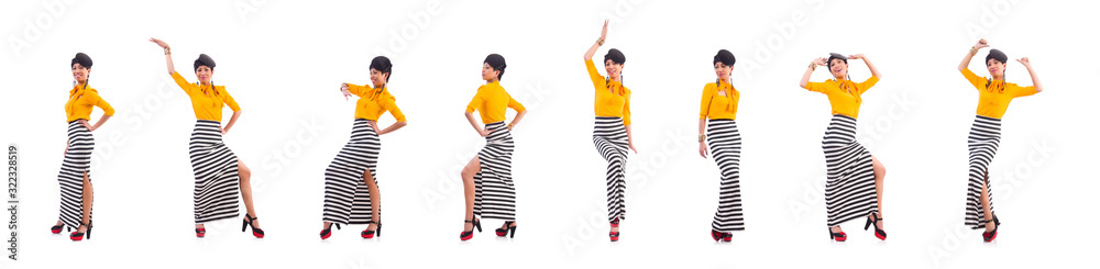 Obraz premium Model wearing fashionable clothing on white