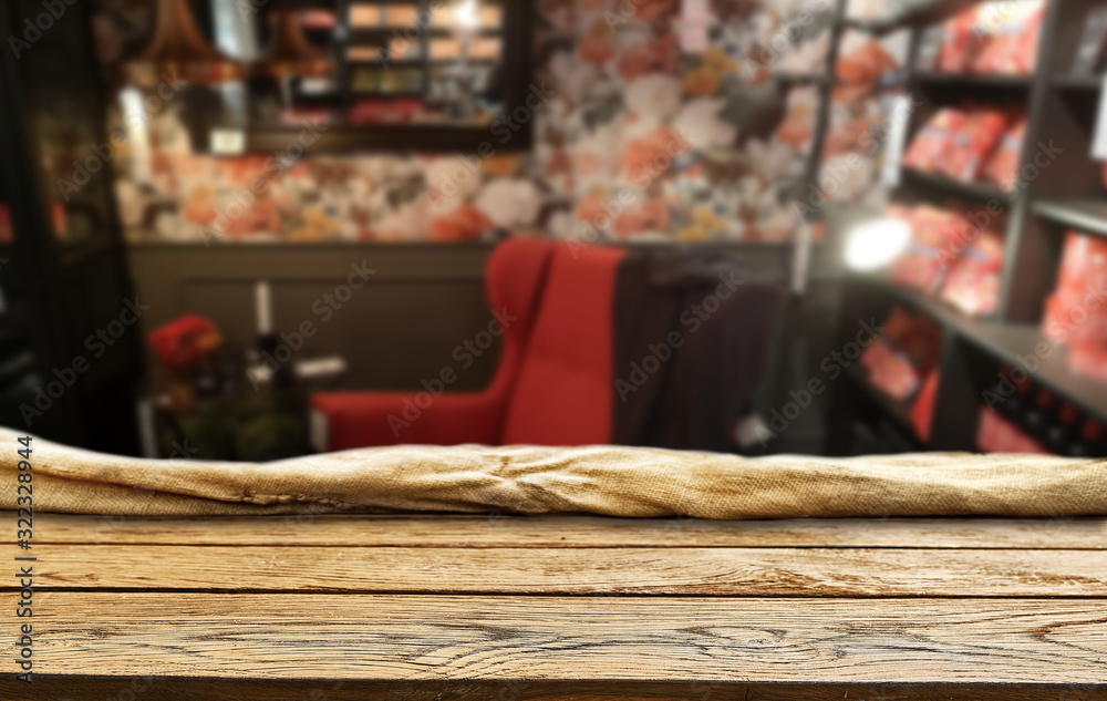 Wooden table background for display montages