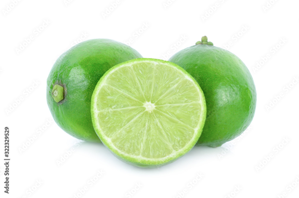 Half of lime citrus fruit (lime cut) isolated on white background. Half of lime citrus fruit (lime cut) isolated on white background.