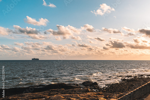 Photography immensity of the sea with a boat