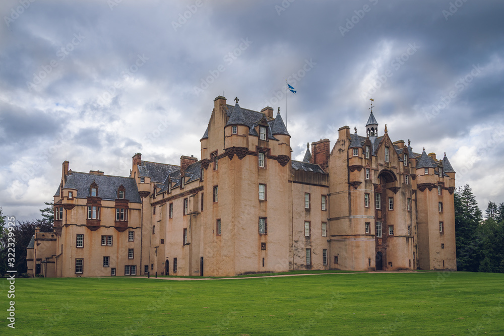 The evening view of Fyvie Castle in Scotland The evening view of Fyvie Castle in Scotland