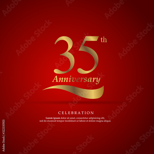 35th anniversary golden logo text decorative. With dark background. Ready to use. Vector Illustration EPS 10