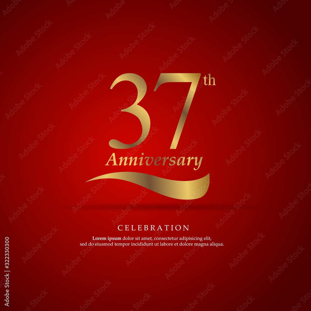 37th anniversary golden logo text decorative. With dark background. Ready to use. Vector Illustration EPS 10 37th anniversary golden logo text decorative. With dark background. Ready to use. Vector Illustration EPS 10