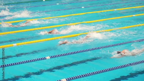Bangkok ,Thailand - FEBRUARY 10,2020 : Women youth freestyle swimming competition during Martin Cup 2020 in the swimming pool of Assumption University Bangna