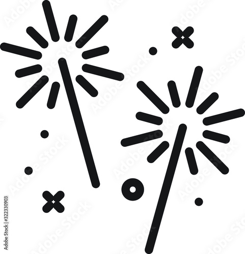 Sparkler icon, vector line illustration