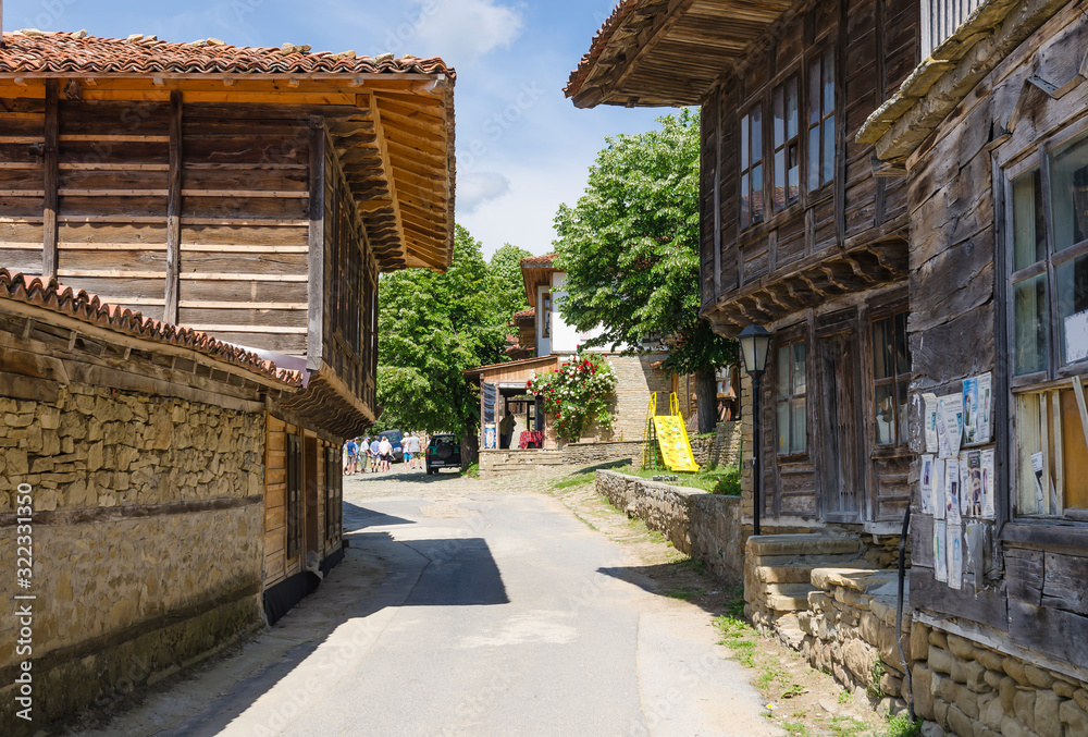Historic wooden houses from the 19th century in village of Zheravna, Bulgaria