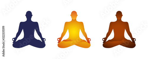 Yoga lotus pose basic clipart character cutout asana shape man sitting meditating silhouette.