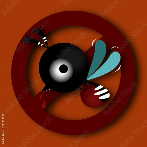 Stop mosquito sign. mosquito control concept for protection dengue fever. vector illustration