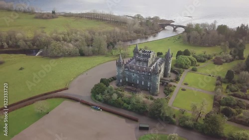 An aerial video orbiting the Inverary Castle in Scotland. photo