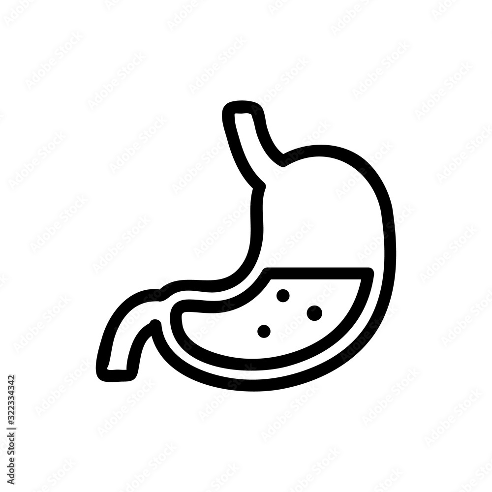 stomach icon vector. Thin line sign. Isolated contour symbol illustration stomach icon vector. Thin line sign. Isolated contour symbol illustration