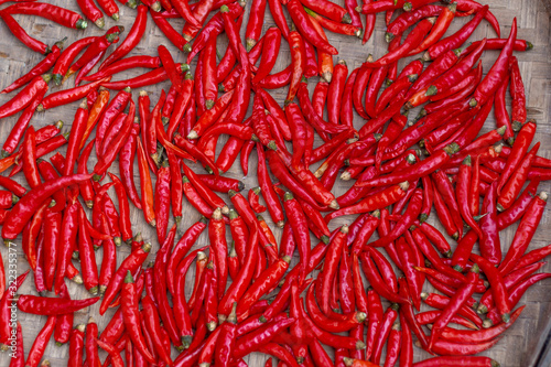Red hot chilli peppers pattern texture background.