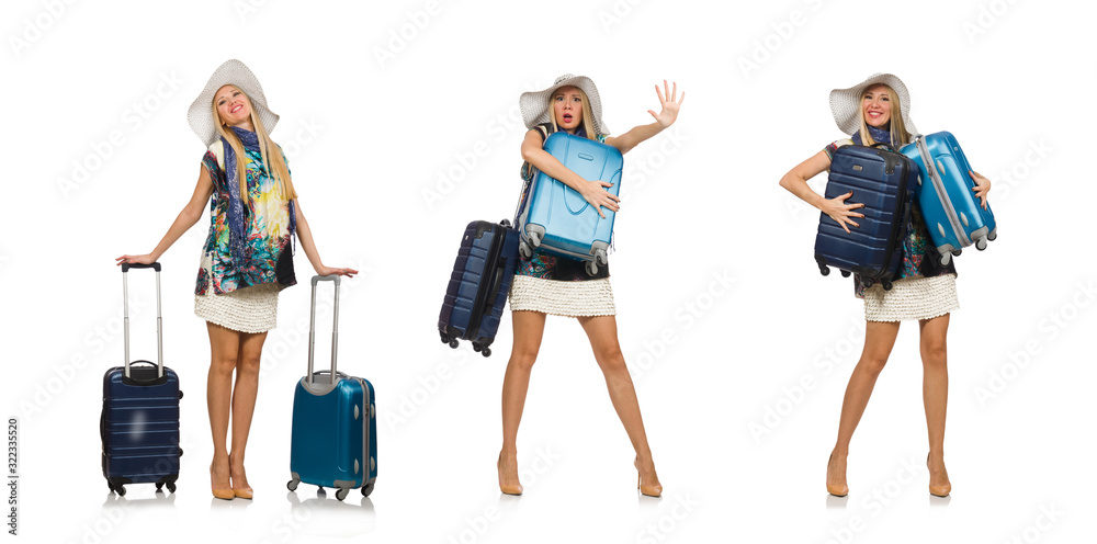 Travelling woman isolated on white Travelling woman isolated on white